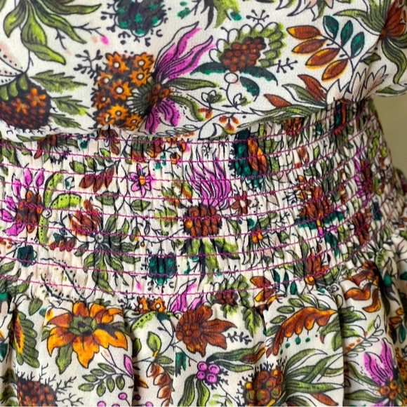 Anthropologie Floreat Mini Dress Floral Pleated Layered Ruffle Cottage 00P - Picture 9 of 13